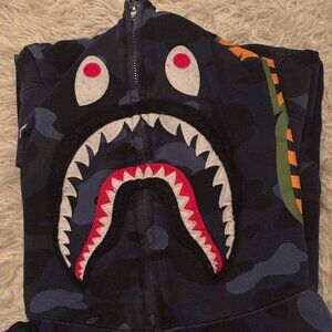 Bape x Blue Camo Shark Hoodie